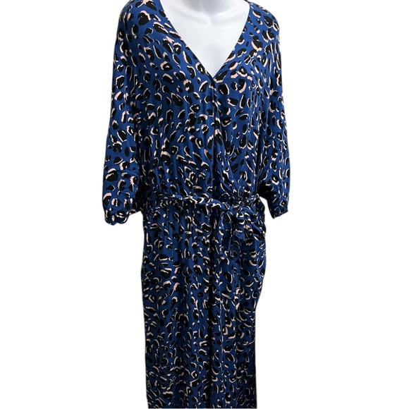 Eloquii Blue Leopard Print Jumpsuit - Picture 2 of 8